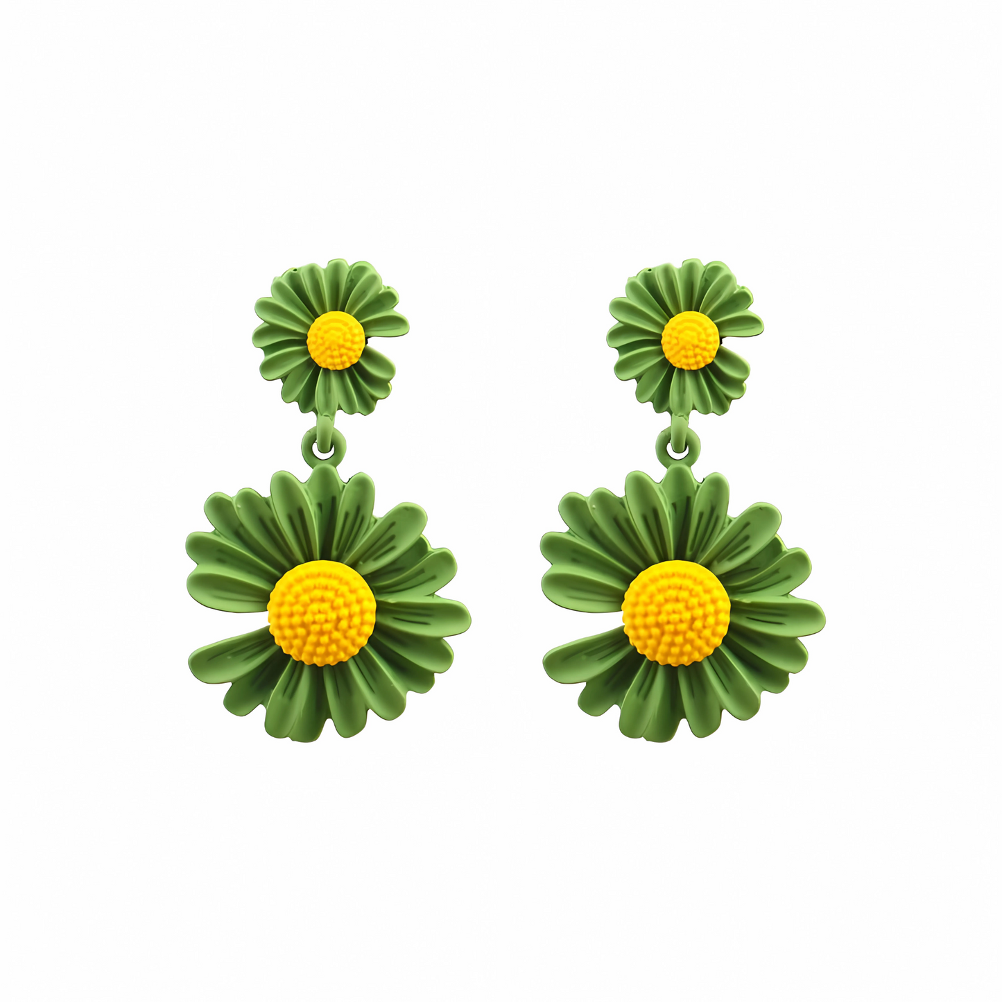 Floral Dangle Earrings - Green (S925 Post)